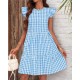 Women Fashion Causal Plaid Printed Sleeveless Loose Dress Women Fashion Causal Plaid Printed Sleeveless Loose Dress