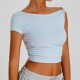 Women Fashion Casual Solid Color Irregular Short-Sleeve Slim-Fit Sports T-Shirt Women Fashion Casual Solid Color Irregular Short-Sleeve Slim-Fit Sports T-Shirt