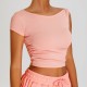 Women Fashion Casual Solid Color Irregular Short-Sleeve Slim-Fit Sports T-Shirt Women Fashion Casual Solid Color Irregular Short-Sleeve Slim-Fit Sports T-Shirt