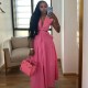Women Fashion Sexy Solid Color Hollow-Out Short-Sleeve Loose Pleated Dress Women Fashion Sexy Solid Color Hollow-Out Short-Sleeve Loose Pleated Dress
