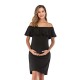 Pregnant Women Fashion Solid Color Ruffled Off Shoulder Slim-Fit Dress Pregnant Women Fashion Solid Color Ruffled Off Shoulder Slim-Fit Dress