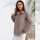 Women Fashion Check Printing Long Sleeve Casual Blouses Women Fashion Check Printing Long Sleeve Casual Blouses