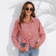 Women Fashion Check Printing Long Sleeve Casual Blouses Women Fashion Check Printing Long Sleeve Casual Blouses