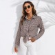 Women Fashion Check Printing Long Sleeve Casual Blouses Women Fashion Check Printing Long Sleeve Casual Blouses
