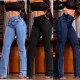 Women Fashion Elastic High Waist Buttoned Stretch Skinny Micro-Fit Jeans Women Fashion Elastic High Waist Buttoned Stretch Skinny Micro-Fit Jeans