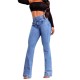 Women Fashion Elastic High Waist Buttoned Stretch Skinny Micro-Fit Jeans Women Fashion Elastic High Waist Buttoned Stretch Skinny Micro-Fit Jeans