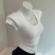 Women Basic Solid Color U Neck Slim Fit T-Shirt Women Basic Solid Color U Neck Slim Fit T-Shirt