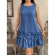 Women Fashion Elegant Floral Sleeveless Ruffled Dress Women Fashion Elegant Floral Sleeveless Ruffled Dress