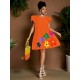 Women Fashion Casual Floral Printed Round Neck Short-Sleeve Loose Dress Women Fashion Casual Floral Printed Round Neck Short-Sleeve Loose Dress