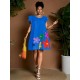 Women Fashion Casual Floral Printed Round Neck Short-Sleeve Loose Dress Women Fashion Casual Floral Printed Round Neck Short-Sleeve Loose Dress