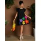 Women Fashion Casual Floral Printed Round Neck Short-Sleeve Loose Dress Women Fashion Casual Floral Printed Round Neck Short-Sleeve Loose Dress
