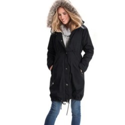 Pregnant Women Fashion Casual Stitching Fur Collar Zipper Multifunctional Hoodies Jacket