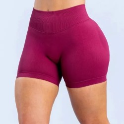 Women Fashion Solid Color High-Elastic Nylon Seamless Low-Waist Yoga Shorts