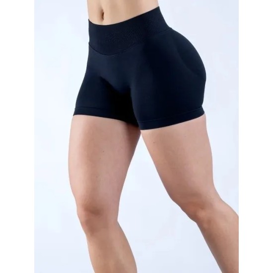 Women Fashion Solid Color High-Elastic Nylon Seamless Low-Waist Yoga Shorts Women Fashion Solid Color High-Elastic Nylon Seamless Low-Waist Yoga Shorts