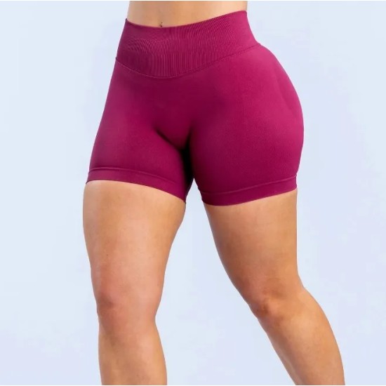 Women Fashion Solid Color High-Elastic Nylon Seamless Low-Waist Yoga Shorts Women Fashion Solid Color High-Elastic Nylon Seamless Low-Waist Yoga Shorts