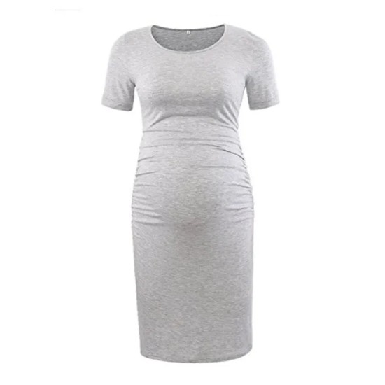 Pregnant Woman Casual Simple Solid Color Round Neck Short Sleeve Dress Pregnant Woman Casual Simple Solid Color Round Neck Short Sleeve Dress