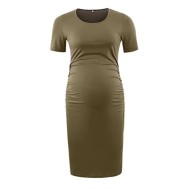 Pregnant Woman Casual Simple Solid Color Round Neck Short Sleeve Dress