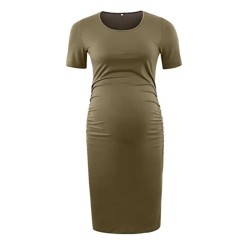 Pregnant Woman Casual Simple Solid Color Round Neck Short Sleeve Dress