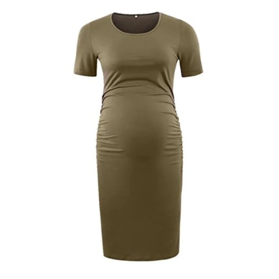 Pregnant Woman Casual Simple Solid Color Round Neck Short Sleeve Dress Pregnant Woman Casual Simple Solid Color Round Neck Short Sleeve Dress