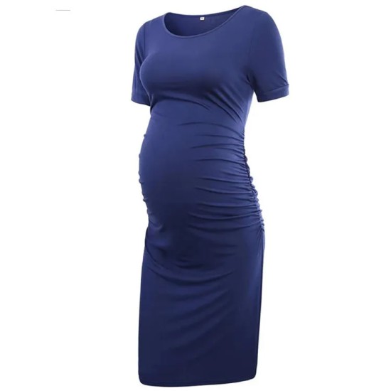 Pregnant Woman Casual Simple Solid Color Round Neck Short Sleeve Dress Pregnant Woman Casual Simple Solid Color Round Neck Short Sleeve Dress