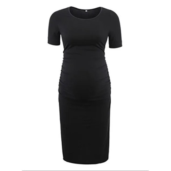 Pregnant Woman Casual Simple Solid Color Round Neck Short Sleeve Dress Pregnant Woman Casual Simple Solid Color Round Neck Short Sleeve Dress