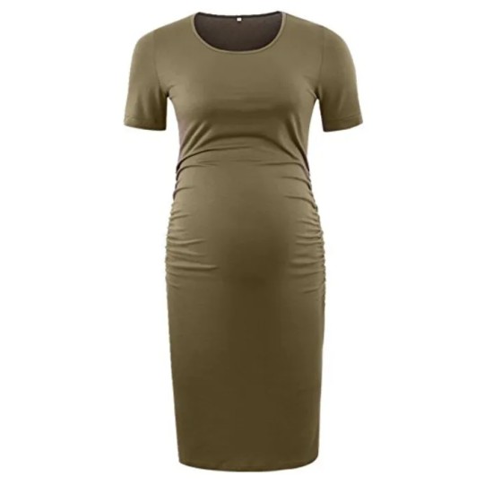 Pregnant Woman Casual Simple Solid Color Round Neck Short Sleeve Dress Pregnant Woman Casual Simple Solid Color Round Neck Short Sleeve Dress
