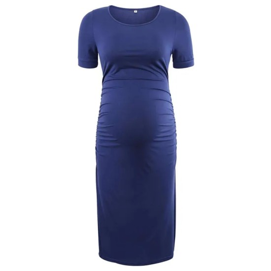 Pregnant Woman Casual Simple Solid Color Round Neck Short Sleeve Dress Pregnant Woman Casual Simple Solid Color Round Neck Short Sleeve Dress
