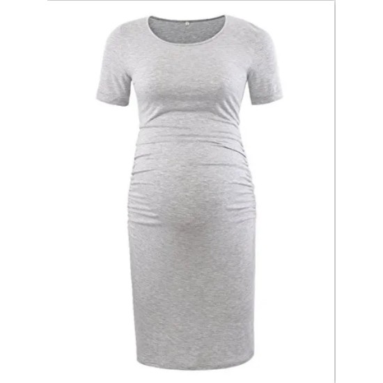 Pregnant Woman Casual Simple Solid Color Round Neck Short Sleeve Dress Pregnant Woman Casual Simple Solid Color Round Neck Short Sleeve Dress