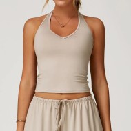 Women Fashion Casual Solid Color Backless Yoga Sports Tank Top