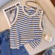 Ice Silk Stripe Knitted Women Summer Tank Top Ice Silk Stripe Knitted Women Summer Tank Top