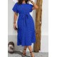 Women Fashion Casual Plus Size Printed Short-Sleeve Lace-Up Loose Dress Women Fashion Casual Plus Size Printed Short-Sleeve Lace-Up Loose Dress
