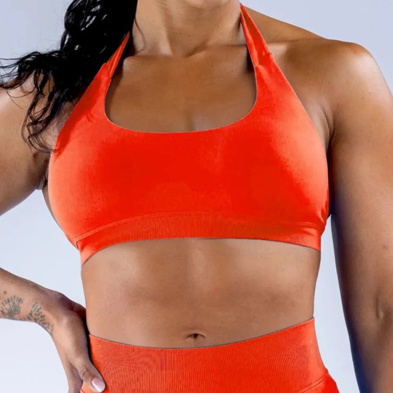 Women Fashion Sexy Solid Color Halter-Neck Seamless Sports Bra Women Fashion Sexy Solid Color Halter-Neck Seamless Sports Bra