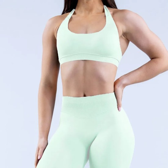 Women Fashion Sexy Solid Color Halter-Neck Seamless Sports Bra Women Fashion Sexy Solid Color Halter-Neck Seamless Sports Bra