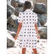 Women Fashion Casual Dot Print V-Neck Lapel Short-Sleeve Loose Dress Women Fashion Casual Dot Print V-Neck Lapel Short-Sleeve Loose Dress