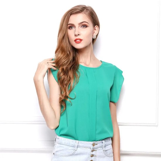 Women Plus Size Solid Chiffon Shirt Women Plus Size Solid Chiffon Shirt