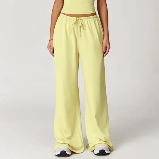 Women Casual Solid Color Wide-Leg Loose Drawstring Sports Pants Women Casual Solid Color Wide-Leg Loose Drawstring Sports Pants