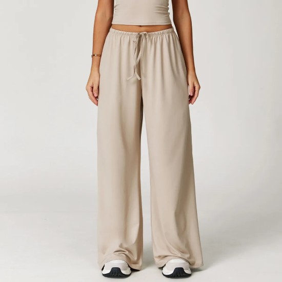 Women Casual Solid Color Wide-Leg Loose Drawstring Sports Pants Women Casual Solid Color Wide-Leg Loose Drawstring Sports Pants