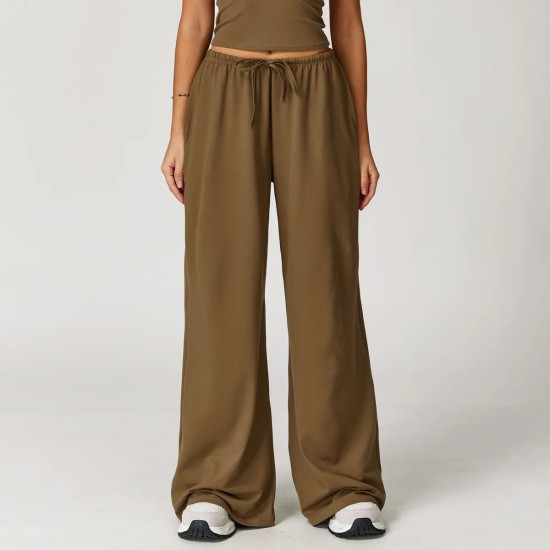 Women Casual Solid Color Wide-Leg Loose Drawstring Sports Pants Women Casual Solid Color Wide-Leg Loose Drawstring Sports Pants