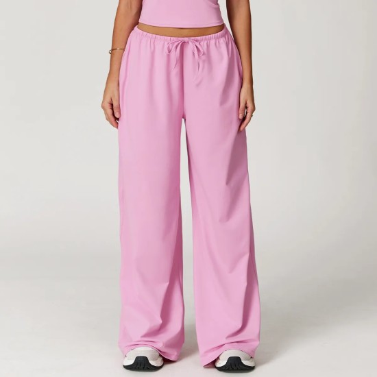 Women Casual Solid Color Wide-Leg Loose Drawstring Sports Pants Women Casual Solid Color Wide-Leg Loose Drawstring Sports Pants