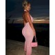 Women Fashion Sexy Solid Color Halter-Neck Backless Knitted Tassel Tight Dress Women Fashion Sexy Solid Color Halter-Neck Backless Knitted Tassel Tight Dress