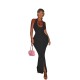 Women Fashion Sexy Solid Color Halter-Neck Backless Knitted Tassel Tight Dress Women Fashion Sexy Solid Color Halter-Neck Backless Knitted Tassel Tight Dress