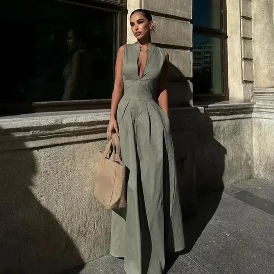 Women Fashion Casual Solid Color Sleeveless High Waist Zipper Slim-Fit Dress Women Fashion Casual Solid Color Sleeveless High Waist Zipper Slim-Fit Dress