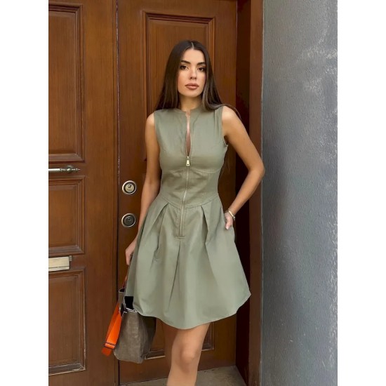 Women Fashion Casual Solid Color Sleeveless High Waist Zipper Slim-Fit Dress Women Fashion Casual Solid Color Sleeveless High Waist Zipper Slim-Fit Dress