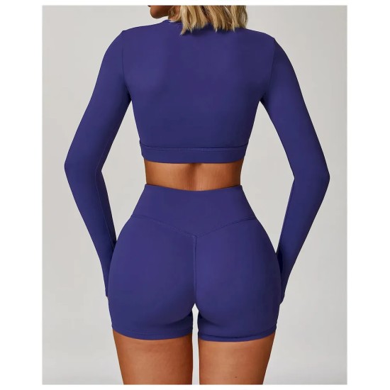 Women Fashion Casual Solid Color Long Sleeve Hollow-Out Yoga Sports T-Shirt Women Fashion Casual Solid Color Long Sleeve Hollow-Out Yoga Sports T-Shirt