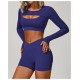 Women Fashion Casual Solid Color Long Sleeve Hollow-Out Yoga Sports T-Shirt Women Fashion Casual Solid Color Long Sleeve Hollow-Out Yoga Sports T-Shirt