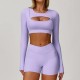 Women Fashion Casual Solid Color Long Sleeve Hollow-Out Yoga Sports T-Shirt Women Fashion Casual Solid Color Long Sleeve Hollow-Out Yoga Sports T-Shirt