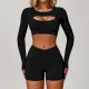 Women Fashion Casual Solid Color Long Sleeve Hollow-Out Yoga Sports T-Shirt Women Fashion Casual Solid Color Long Sleeve Hollow-Out Yoga Sports T-Shirt