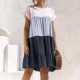 Women Fashion Casual Color Block Round Neck Short Sleeve Loose Dress Women Fashion Casual Color Block Round Neck Short Sleeve Loose Dress