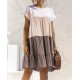 Women Fashion Casual Color Block Round Neck Short Sleeve Loose Dress Women Fashion Casual Color Block Round Neck Short Sleeve Loose Dress