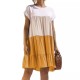 Women Fashion Casual Color Block Round Neck Short Sleeve Loose Dress Women Fashion Casual Color Block Round Neck Short Sleeve Loose Dress